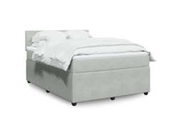 Vidaxl Cama Com Molas/colchão 160x200 Cm Veludo Cinzento-claro