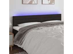 Vidaxl Cabeceira De Cama C/ Luzes Led Tecido 200x5x78/88 Cm Preto