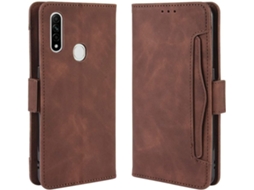 Capa Slots Embutidos para Oppo Oppo A8 HONGWE. com Porta-Cartões Castanho