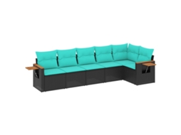 Conjunto de Sofás 6 Peças Jardim com Almofadões Vime Pe Preto MAISON EXCLUSIVE