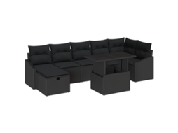 Conjunto 8 Conjunto De Móveis Para Exterior Vidaxl Bege Vime Pe (55 X 55 X 37 Cm)
