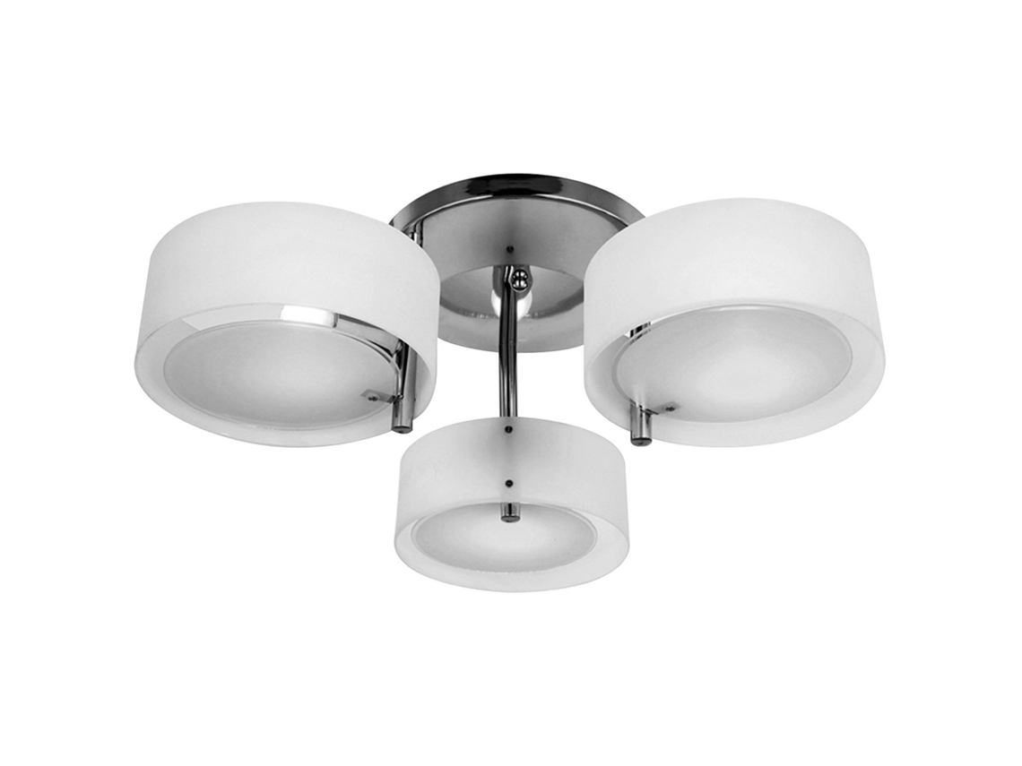 Candeeiro de Teto Moderno Candeeiro Suspenso com Ecrã em Acrílico e Suporte para Lâmpada E27 Ø64x20 Cm Branco ORBITRA COMMERCE