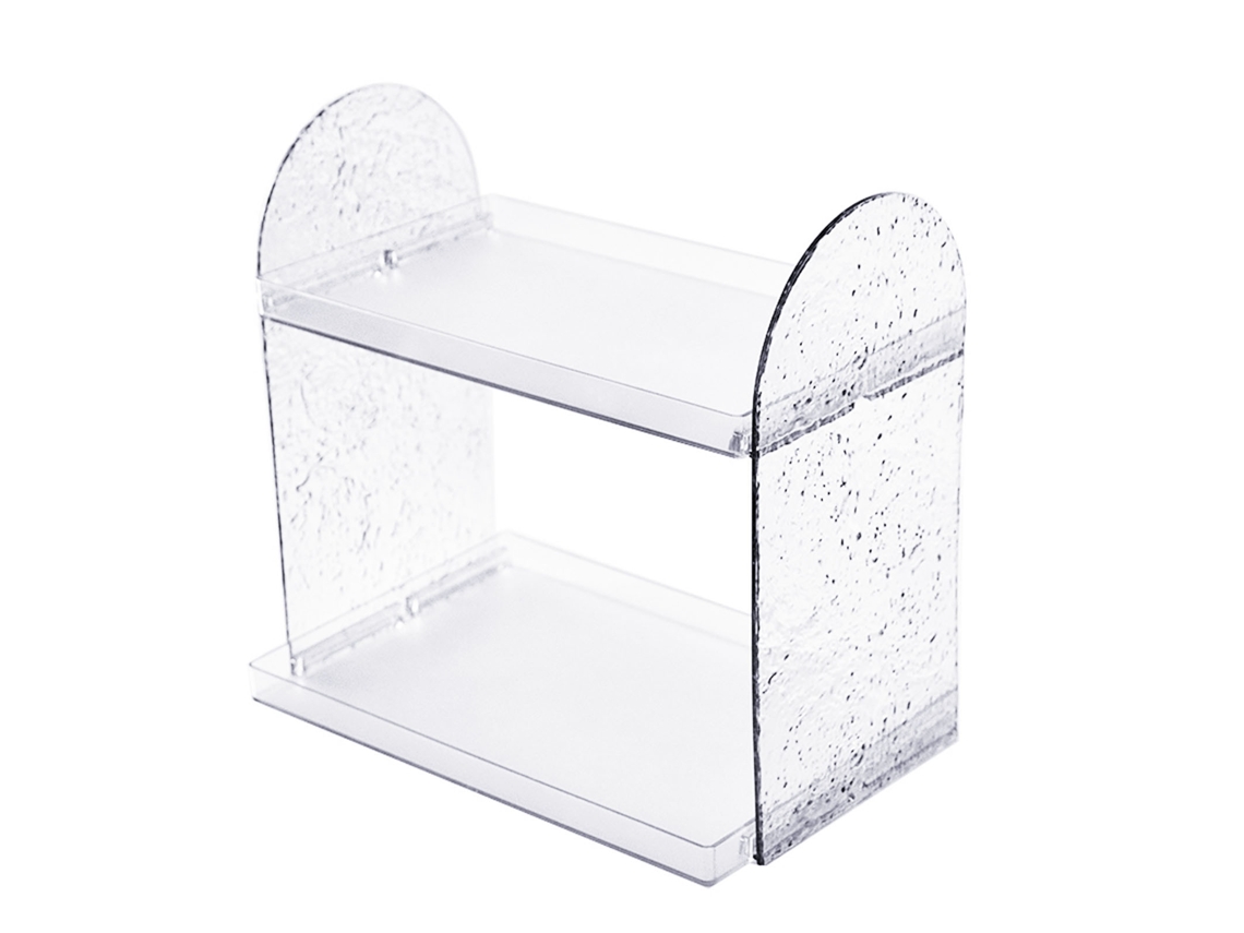 Organizador de mesa 2 andares rack de armazenamento transparente para material de escritório e cosméticos | S/MARCA