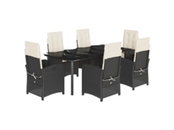 Garden Dining Set, Garden Dining Sets Vidaxl Preto Rattan / Vime (200 Cm Table Length)