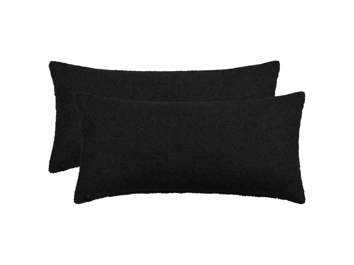 Vidaxl Capa Almofada 2 Pcs Heerlen Preto 40 X 80 Cm Bouclé