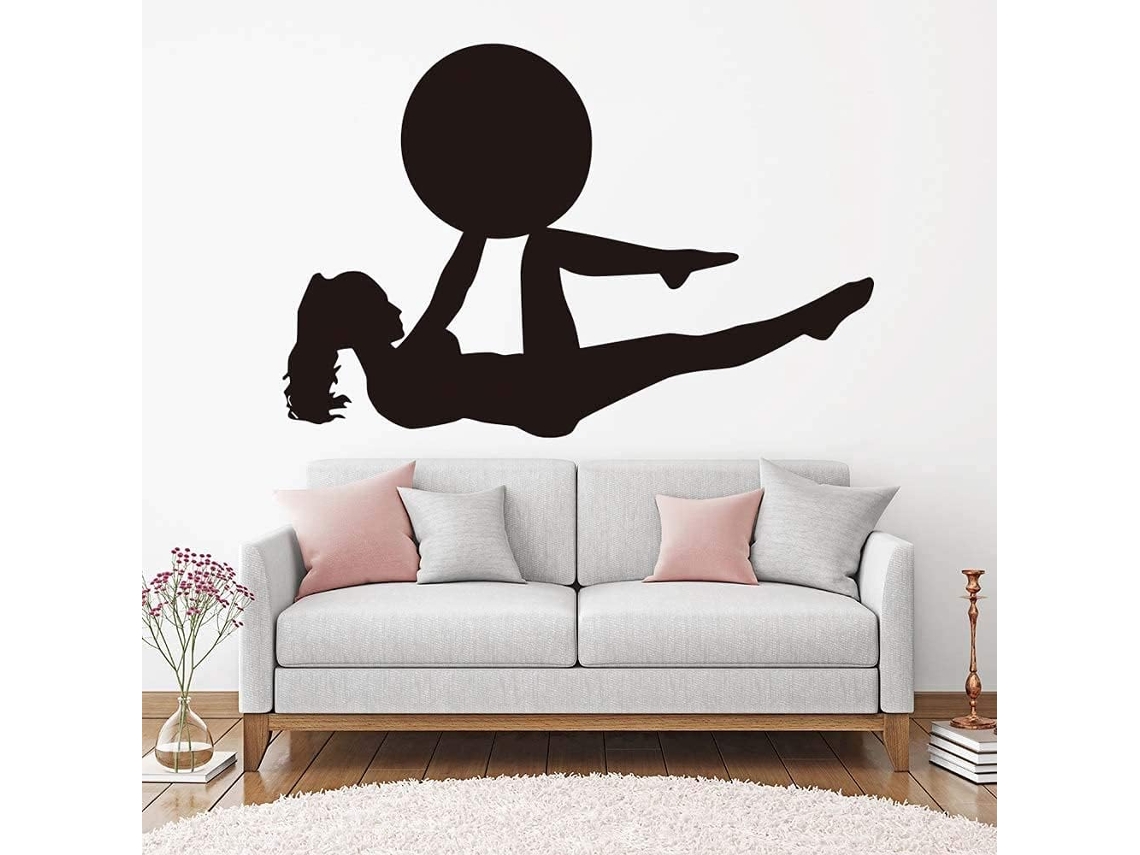 Adesivo Vinil Salão De Beleza Adesivos Amovíveis Muraux Estúdio De Yoga Pose De Yoga Silhueta Indiana 59x39,5 Cm