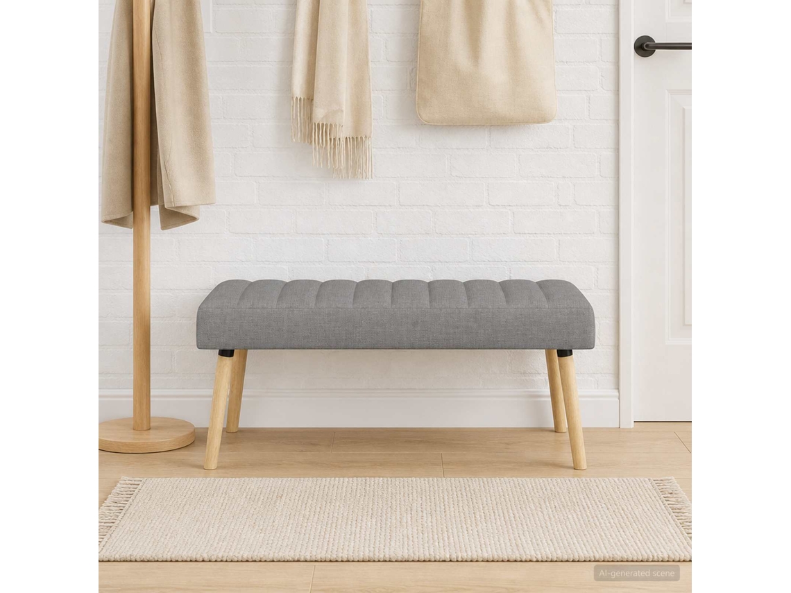 Vidaxl Banco Com Tufting Em Canal Cinzento-claro 110 X 40 X 46 Cm