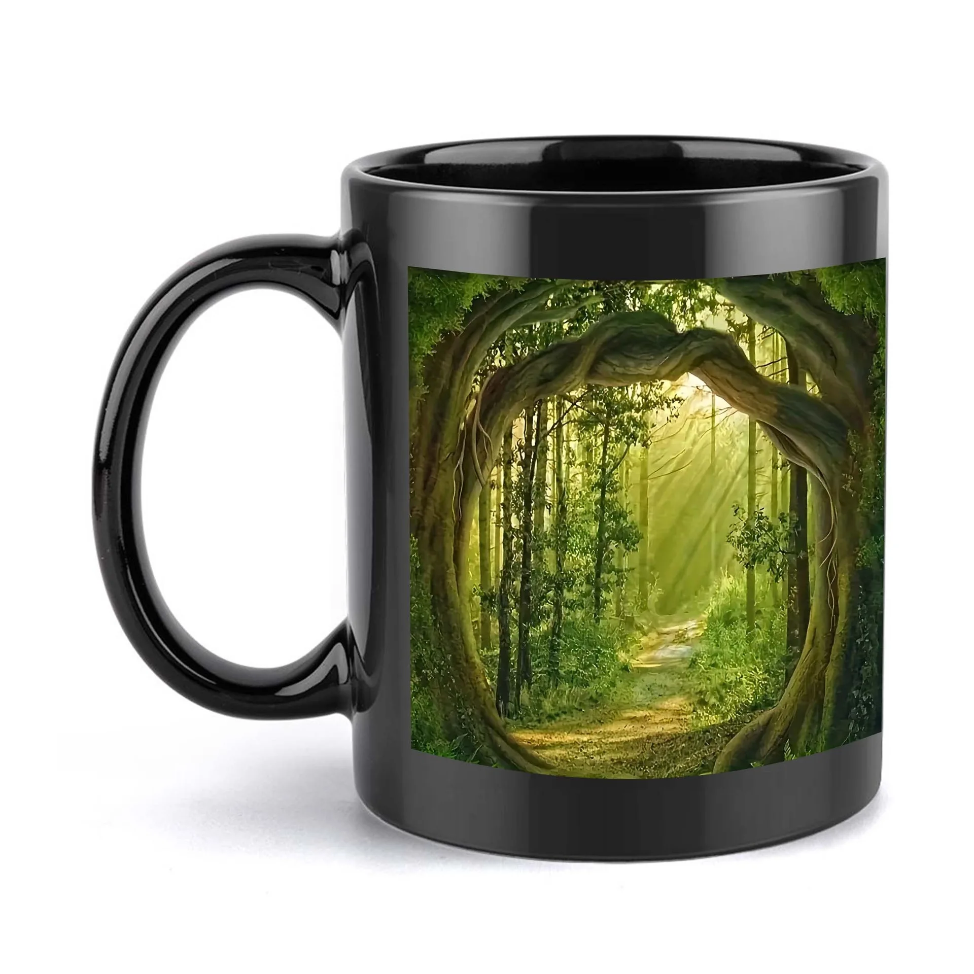 Caneca de Cerâmica 3d Sunshine Forest MDUG (preta, 330ml)