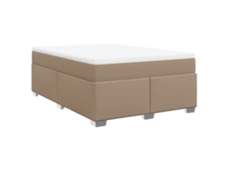 Cama com Molas Couro Artificial Cappuccino MAISON EXCLUSIVE 140x200 cm