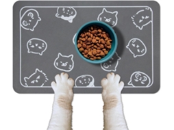 Tapete para Alimentação de Cães e Gatos de Pequeno e Médio Porte, com Proteção Contra Transbordamento de Comida e Água AQUAFORGE