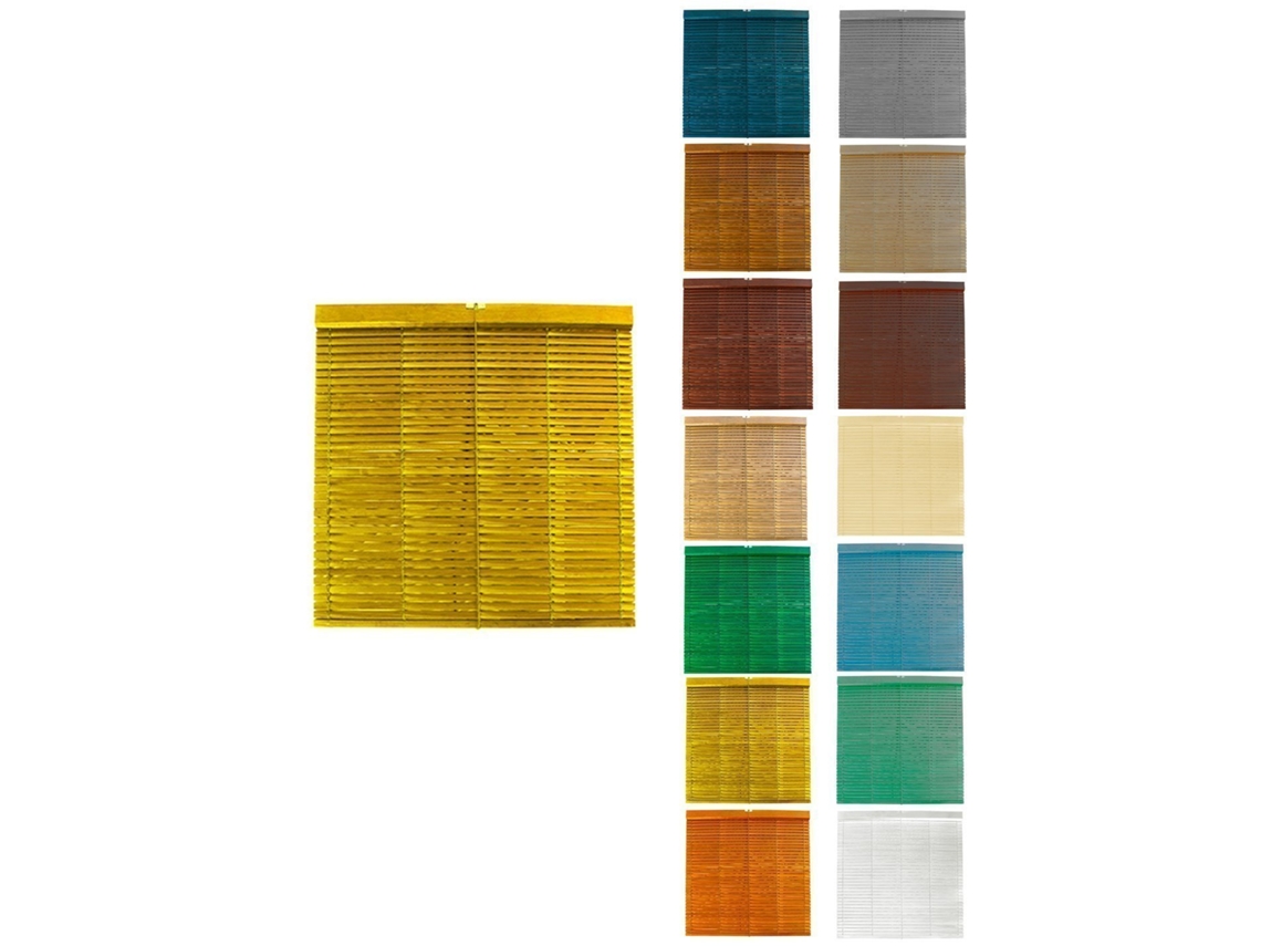 Persiana De Madera Alicantina Con Polea Metálica - Estor Enrollable Para Ventanas, Puertas, Salón Amarillo (barnizada) 75 X 100 Cm
