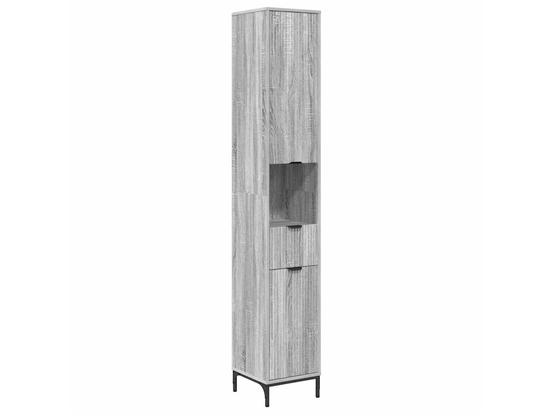Armário De Banheiro Com Gaveta Cinza Sonoma 31,5 X 33 X 190 Cm