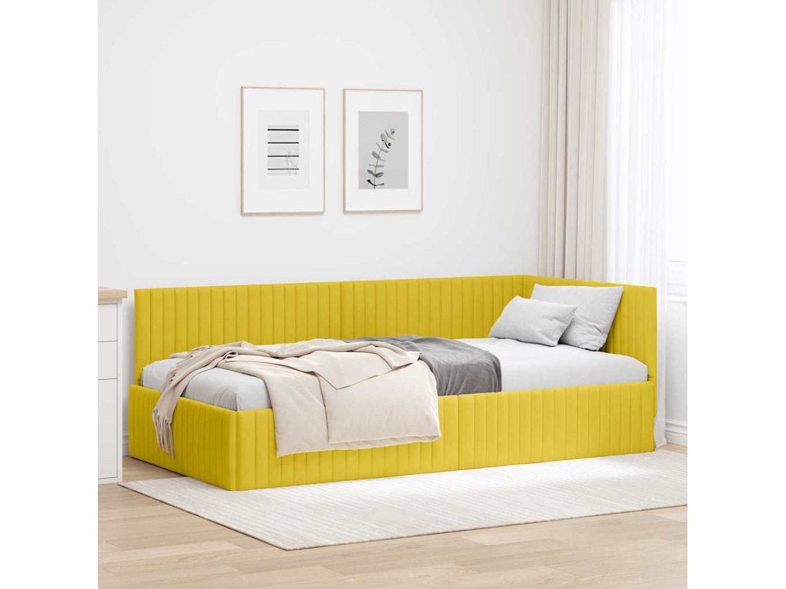 Vidaxl Estrutura De Cama De Canto Amarelo 100 Cm X 200 Cm Veludo