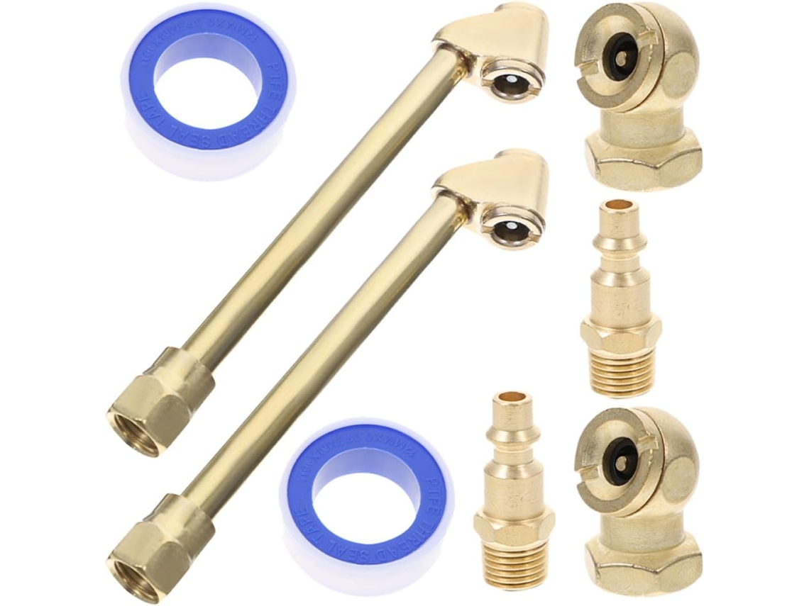 Kit Com 2 Mandris De Inflação Pneumática De Cobre De 1/4" Com Conexão Rápida.