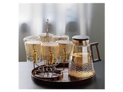Conjunto De Jarra De Vidro Com Copos, Jarra De Vidro Resistente Ao Calor Para Bebidas Quentes E Frias, Dourada