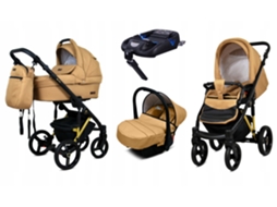Carrinho De Bebé Multifuncional Babylux Uzo 4 Em 1 -sand Pearl Gold Frame - Ajustável E Dobrável Construção Leve Em Alumínio - Acessórios