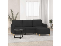 Vidaxl Sofá De 3 Lugares Com Apoio De Pés 180 Cm Tecido Preto