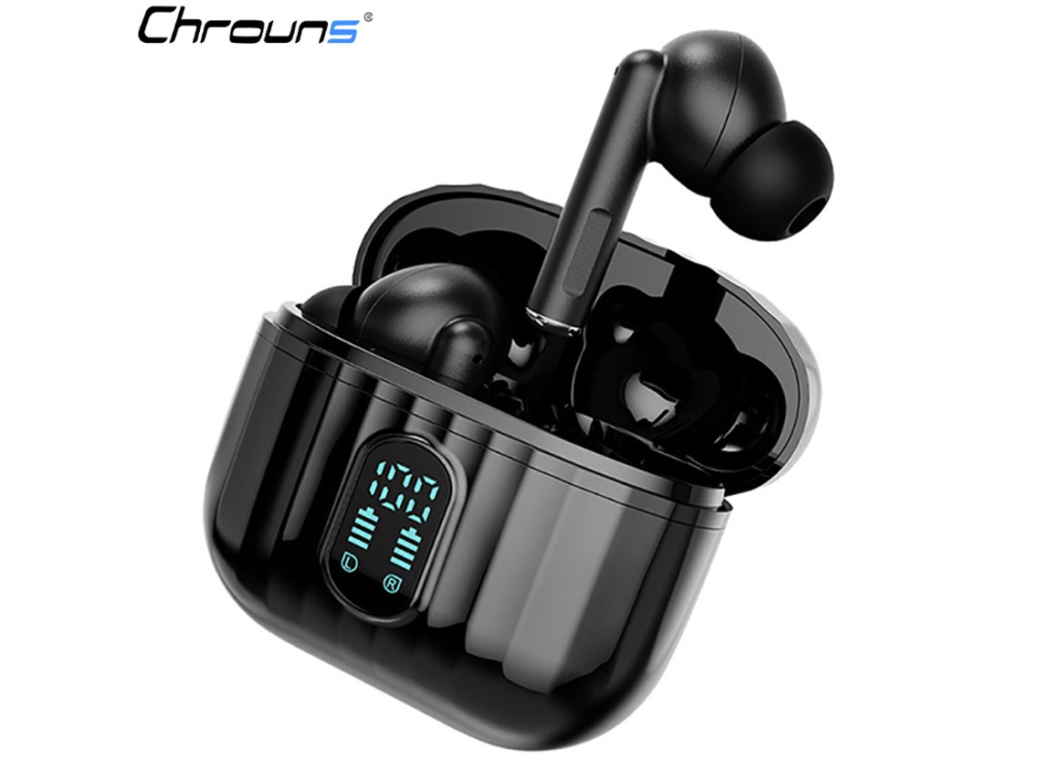 Fone De Ouvido Sem Fio Bluetooth, Fones De Ouvido Bluetooth Chrons Ipx5 À Prova Dágua, 36 Horas De Reprodução Com Preto