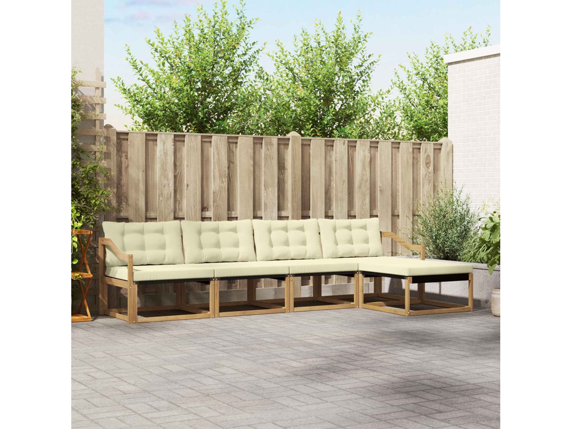 Vidaxl Conjunto De Sofás Para Exterior 5 Pcs Branco E Creme