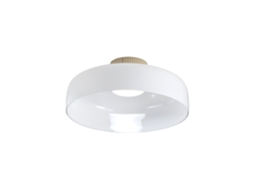 Plafonier Lunar Led Integrato 26w 3150lm Cct 2700k 4000k em Metal e Vidro Soprado, Intensidade Regulável, Ip20 Branco Design Moderno Lunar FABAS LUCE