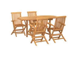 Conjunto 5 Conjunto De Jantar Para Jardim Vidaxl Castanho Madeira De Teca Maciça (160 X 80 X 75 Cm)