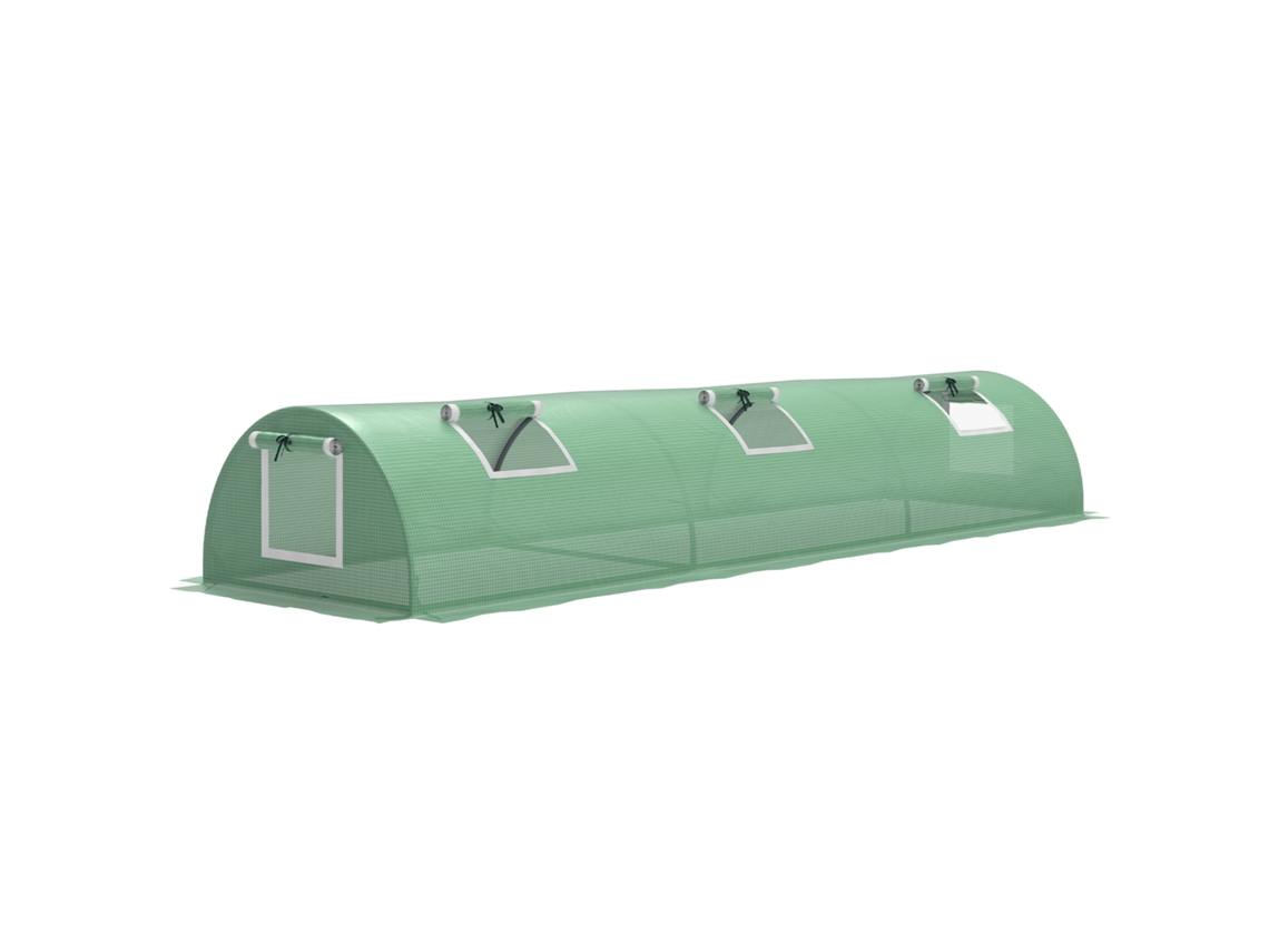 Estufa Pequena para Cultivo de Plantas com 5 Janelas Estrutura em Aço e Cobertura de Pe Anti uv 300x80x45 Cm Verde Ge