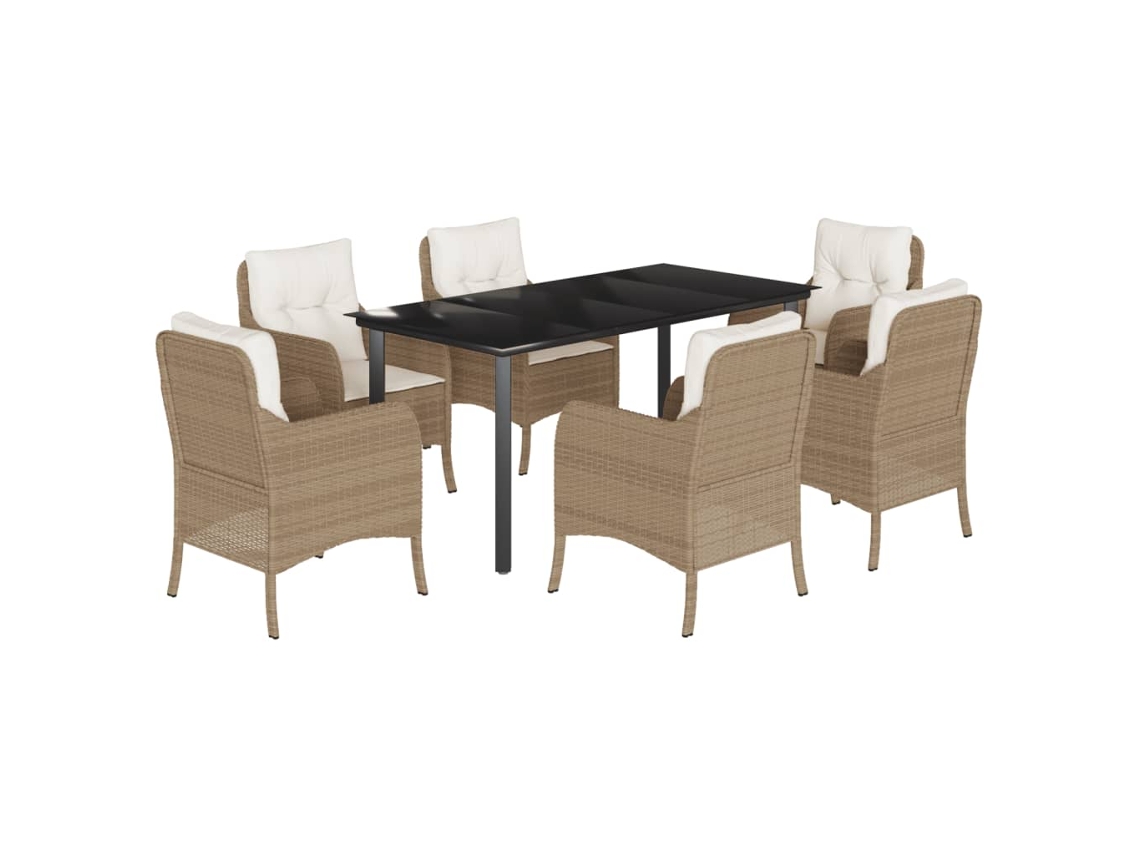 Garden Dining Set, Garden Dining Sets Vidaxl Bege Rattan / Vime (mesa Com 160 Cm De Comprimento)