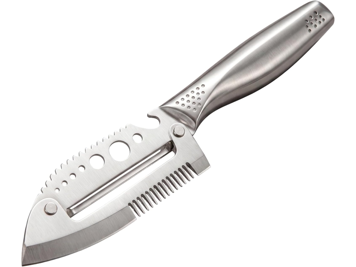 Descascador Julienne 7em 1 Para Legumes Com Escamador De Peixe, Aço Inoxidável De Qualidade Alimentar, Prateado, 0, 08 Polegadas