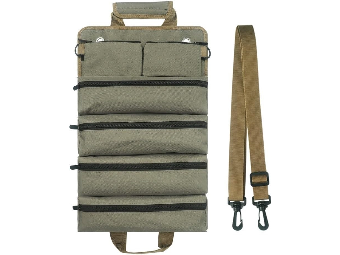 Bolsa Organizadora De Ferramentas Compacta E Enrolável, Feita De Material Impermeável E Com Alça Ombro Ajustável 45 Polegadas