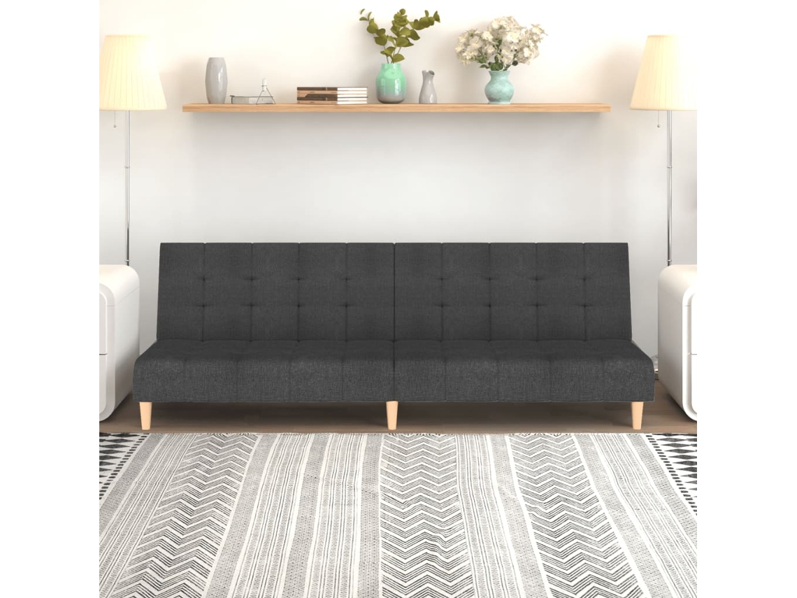 Vidaxl Sofá-cama De 2 Lugares Tecido Cinzento-escuro