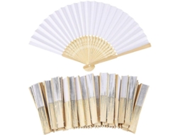 2026 50 peças de leque de papel dobrável branco para casamentos, festas, presentes, artesanato e decoração, 21 cm