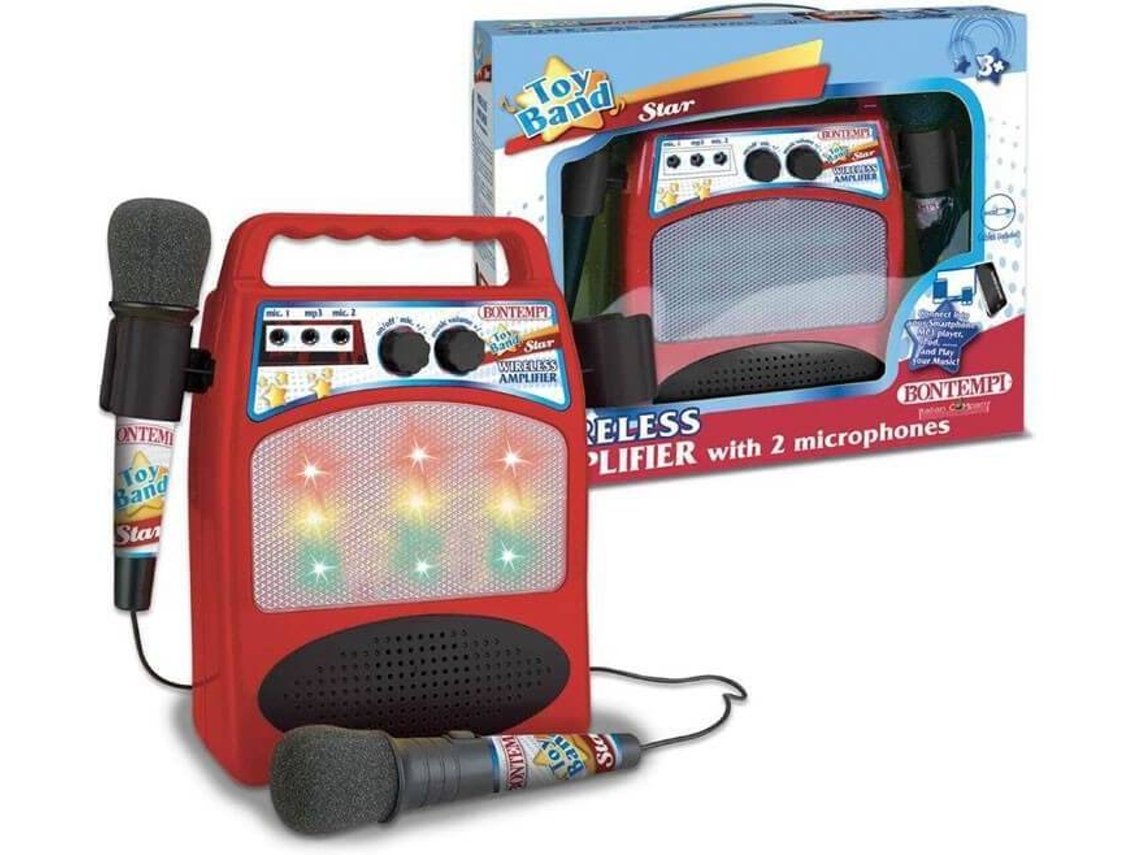 Karaoke DISFRAZZES  Portatil Bluetooth com Dois Microfones Mp3 (58 x 63 x 37 cm)