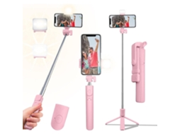 Lurelia Tripé Para Selfie Com Controlo Remoto, Com Luz Led, Extensível, Até 40 Polegadas, Rotação 360°, Para Telemóvel