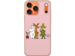 Capa Para Celular Compatível Com Apple Iphone 17 Pro Max. Várias Figuras Juntas Em Um Fundo Rosa.