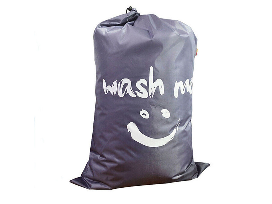 Saco de Roupa Suja Dobrável Grande Cinza com Estampa Sorriso, 70 X 90 Cm BRILVIBERA