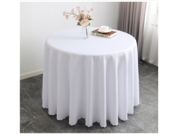 Esta Toalha De Mesa Redonda De Poliéster Branco É Ideal Para Mesas De Centro, Mesas De Piquenique Ou Mesas De Jardim. Diâmetro 260 Cm.