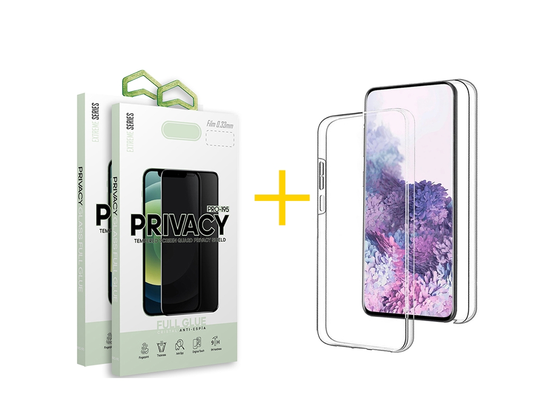 Pack 2 x Película de Vidro Temperado Anti-Spy + Capa SKYHE Apple iPhone 16 Pro Max Dupla 360º Transparente Clear