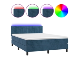 Box Spring Bed, Box Spring Beds Vidaxl Azul Veludo (140 X 200 Cm)