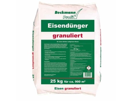 Fertilizante de ferro granulado Beckmann 25 kg 2,4 mm para 900 m² de gramados verde-escuros e sem musgo