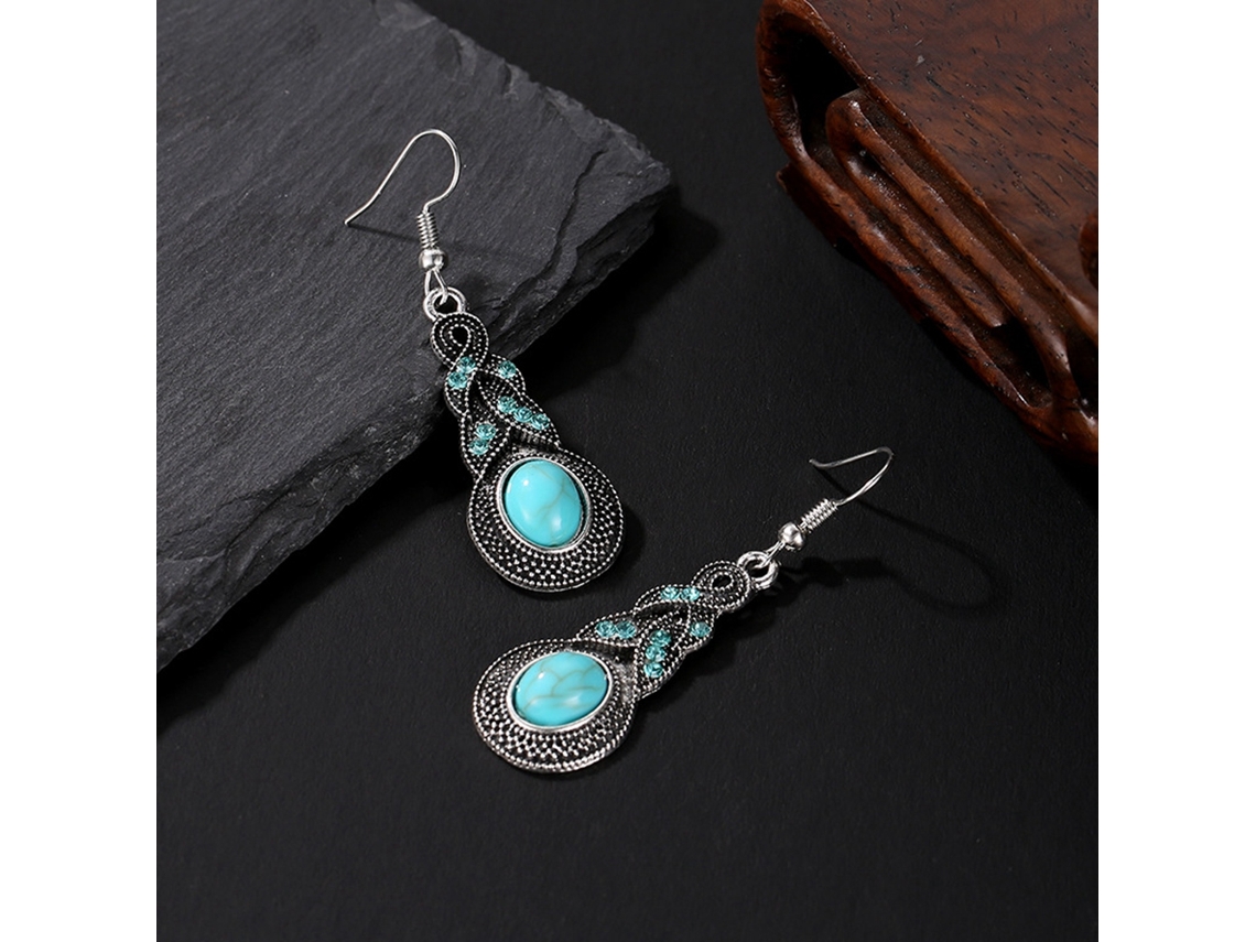 Brincos Turquesa Geométricos Elegantes Vintage