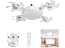 Ventilador De Teto Com Soquete E27 - Led Silencioso 2 Em 1 Controle