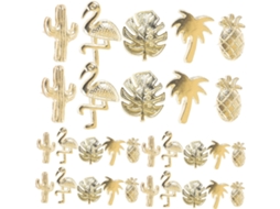 Conjunto De 60 Tachinhas Verão Com Design Tropical Multicoloridas