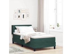 Vidaxl Cama Box Com Cabeceira Manual Verde Escuro 190 X 90 Cm Veludo