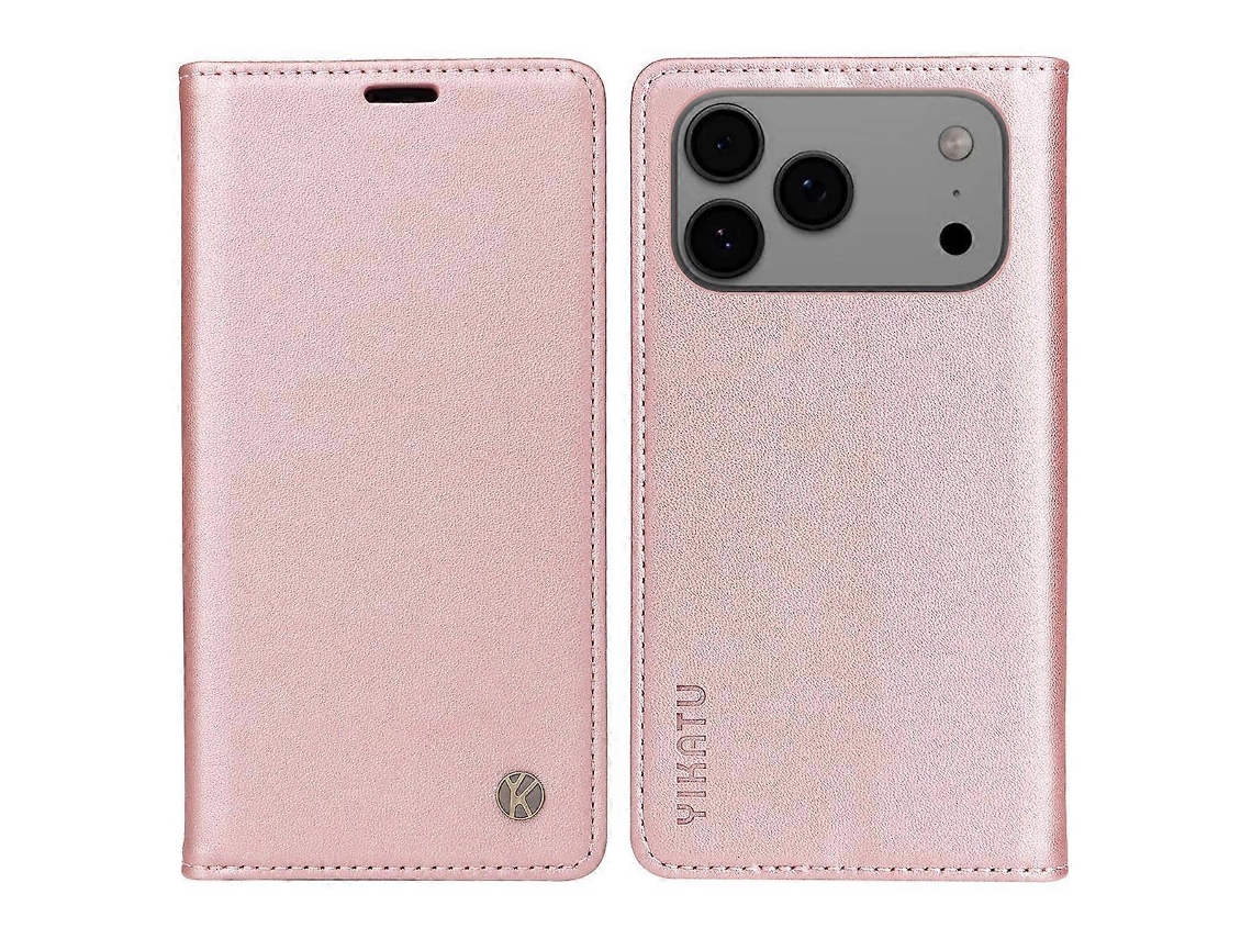 Capa Para Celular Yikatu Com Fecho Magnético, Em Couro Pu, Rosa, Compatível Com Iphone 17 Pro Max.