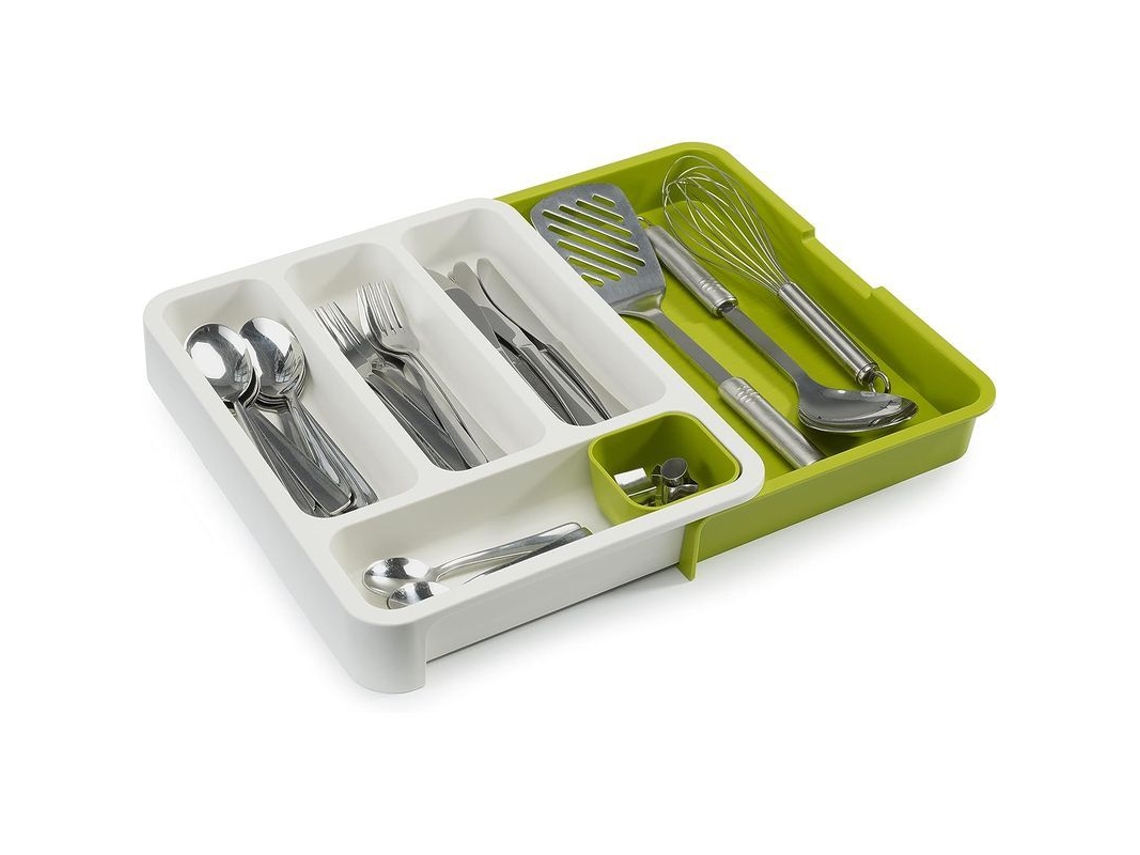 organizador de Gaveta para Talheres Expandível, Ajustável Branco/verde