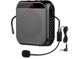 Amplificador de voz portátil Slowmoose com microfone com fio, fones de ouvido e alto-falante recarregável (preto)