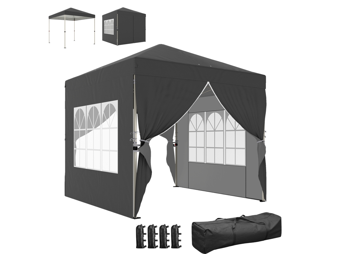 Conjunto de 3 painéis laterais para quiosque de 3x3m com zíper de tecido Oxford branco | S/MARCA