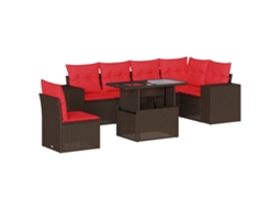 Conjunto de Sofá de Jardim, 7 Peças, Almofadas, Rattan Preto MAISON EXCLUSIVE