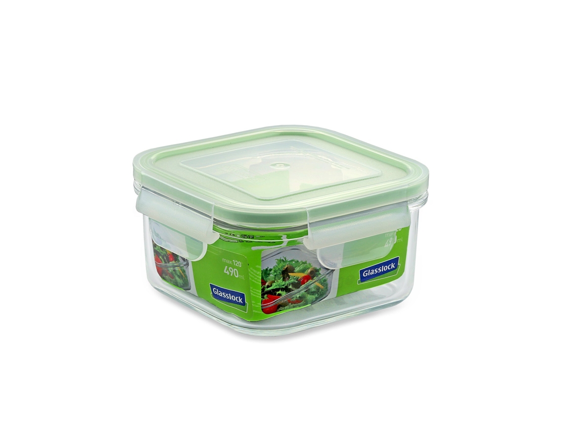 Recipiente Hermético Quadrado 0,5L em Vidro Temperado GLASSLOCK