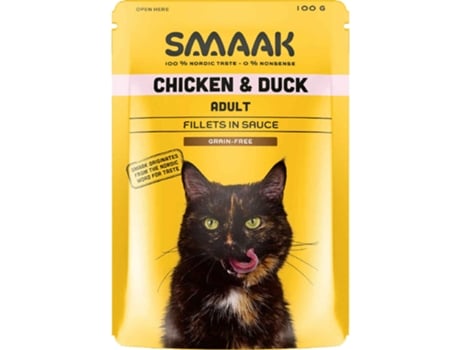 Comida úmida Para Gato Adulto Sem Cereais Frango E Pato Sachês Smaak